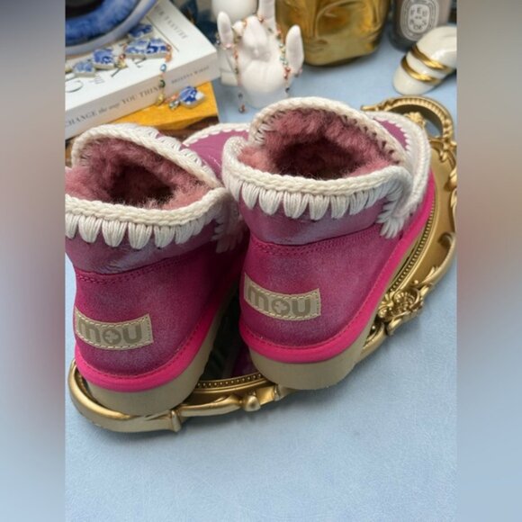 🆕 MOU 🧿 NWOT WOB Metallic & Glitter Pink Eskimo Ankle Boot, Sz EU 37 - Picture 9 of 13